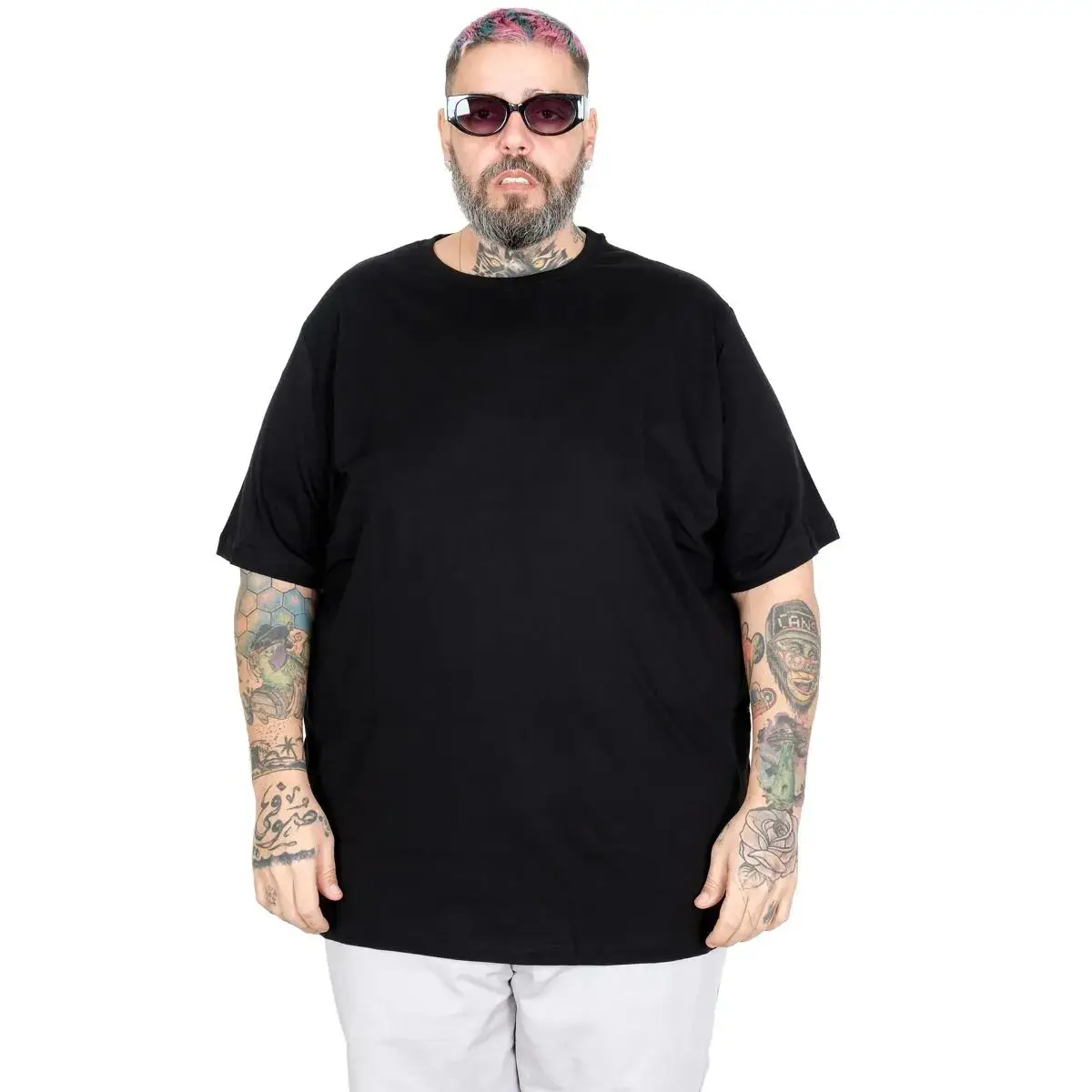Crna muška majica veliki brojevi 4XL–10XL, pogled od napred
