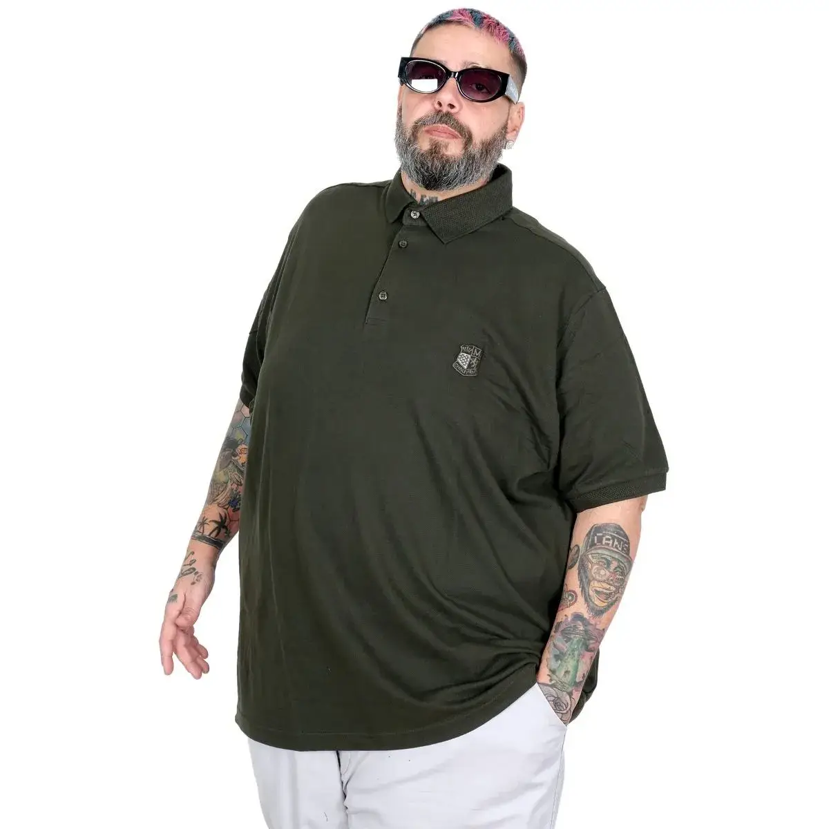maslinasto zelena polo majica veleikih brojeva 4XL do 7XL turskog brenda ModeXL bočni pogled