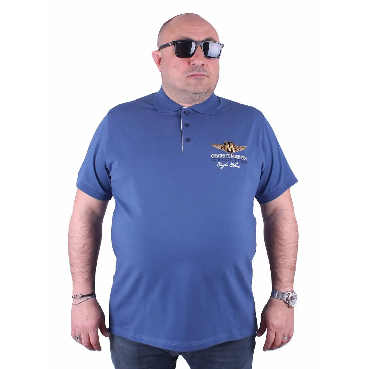 Polo majica MOCGRANDE GMV002 Svetlo plava sa vezom