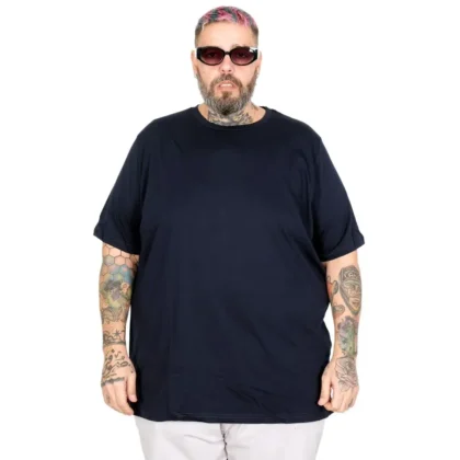 Teget plava muška majica sa okruglim izrezom u velikim veličinama 4XL do 10XL