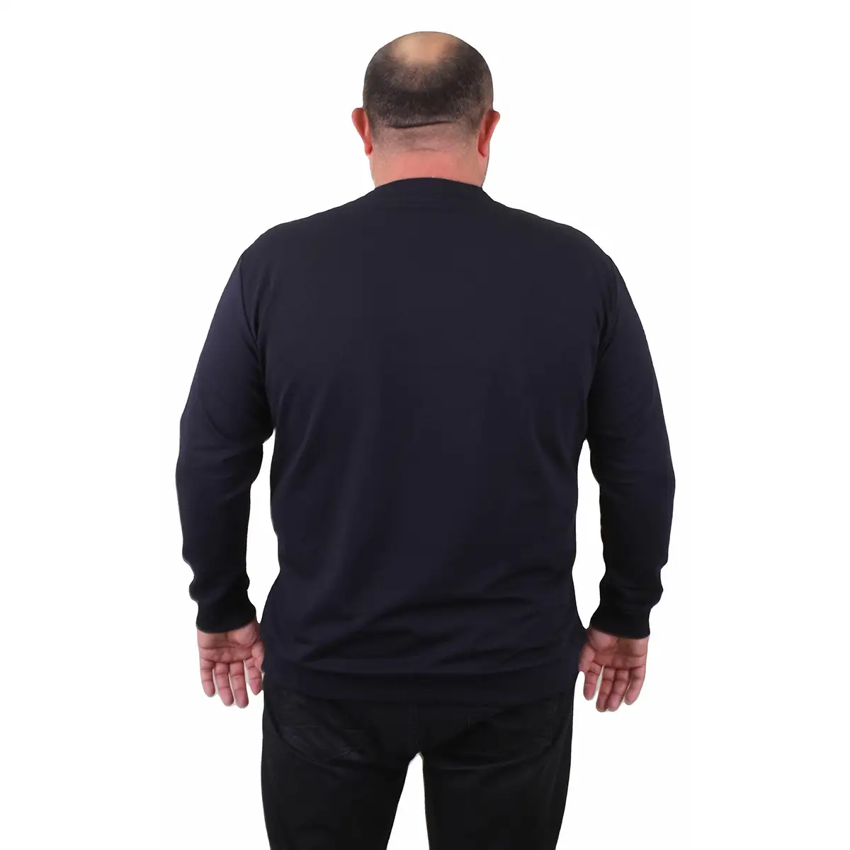 Dukserica-bluza brend MocGrande teget boja, pogled odpozadi