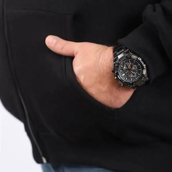 MocGrande dukserica Basic sa rajfešlusom i kapuljačom - crna