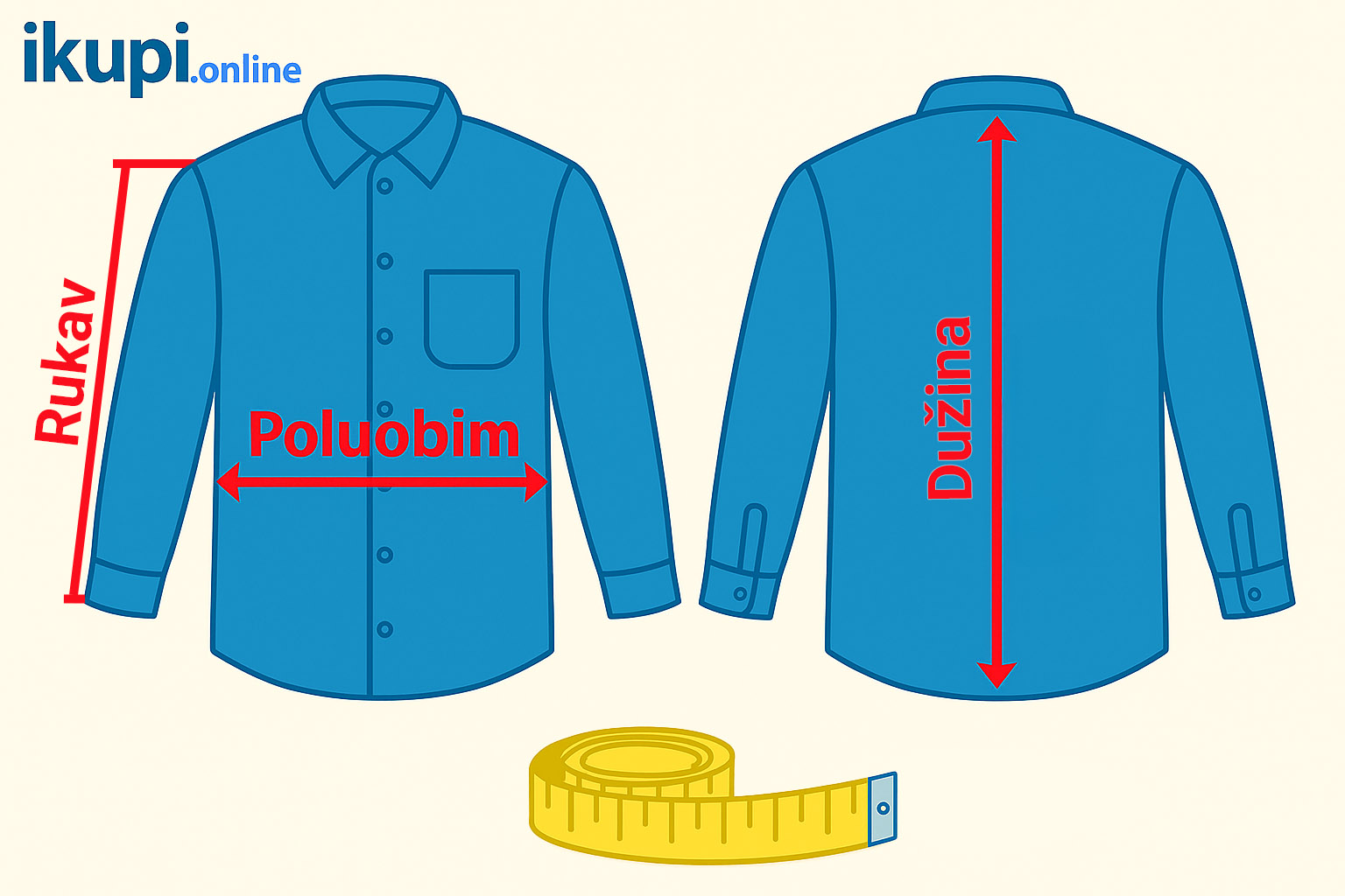 Kako pravilno izmeriti gornji deo garderobe za određivanje veličine