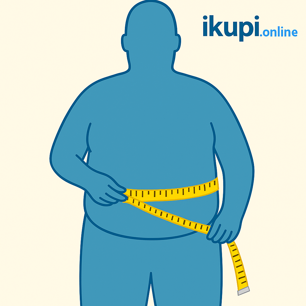 Ilustracija čoveka koji meri stomak tamo gde je najširi