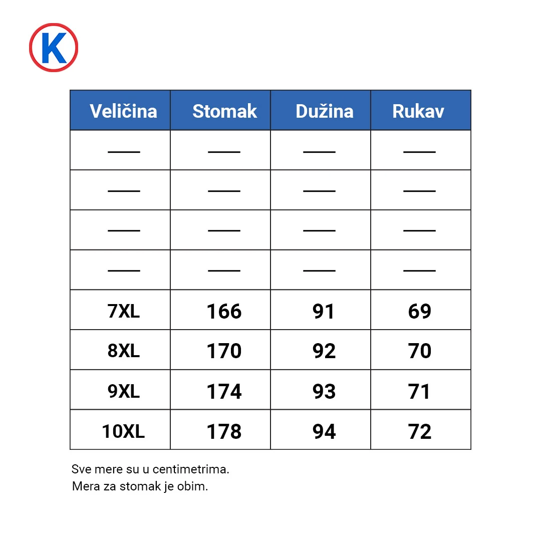 Tabela dimenzija castelli košulja