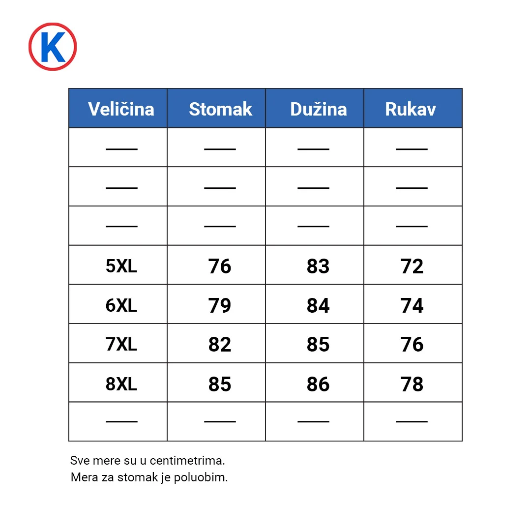 Tabela dimenzija MocGrande dukserica