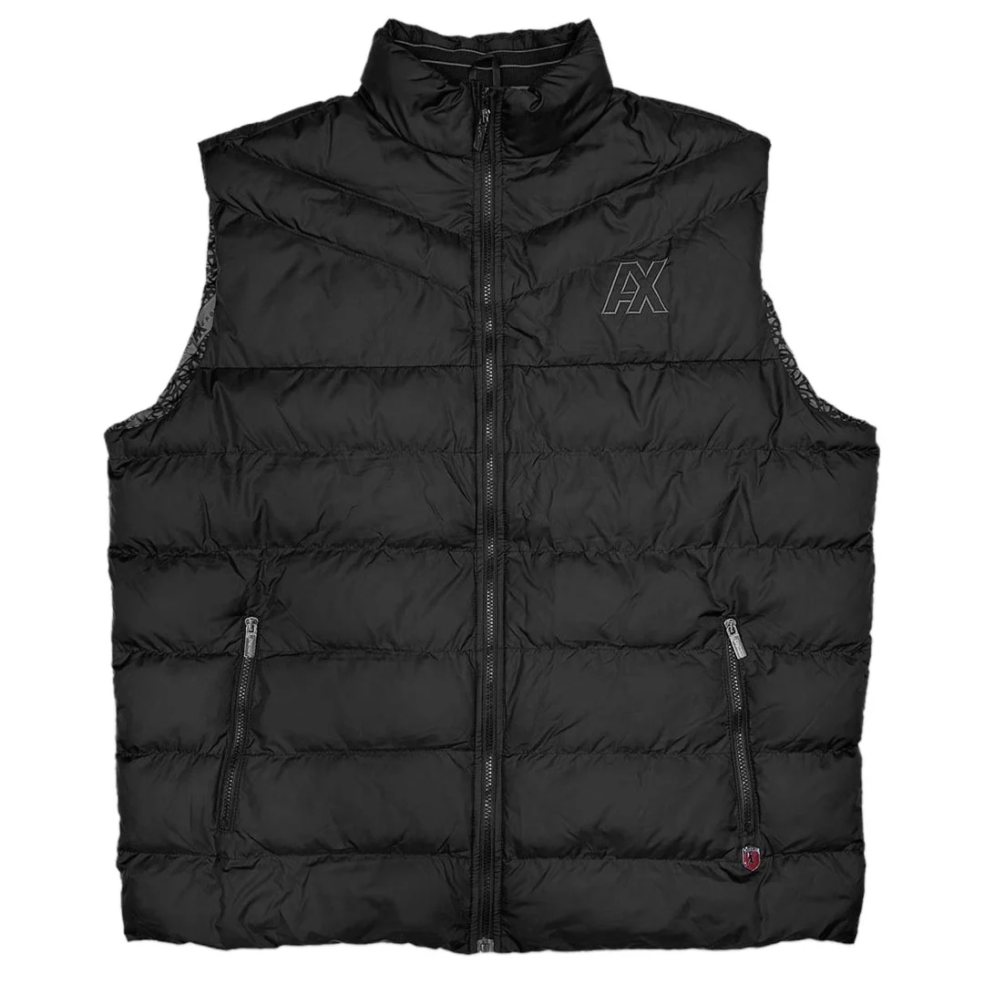 Prsluk crni ANNEX za muškarce velikih veličina 3XL–6XL, horizontalni štep, topli prsluk za jesen i zimu