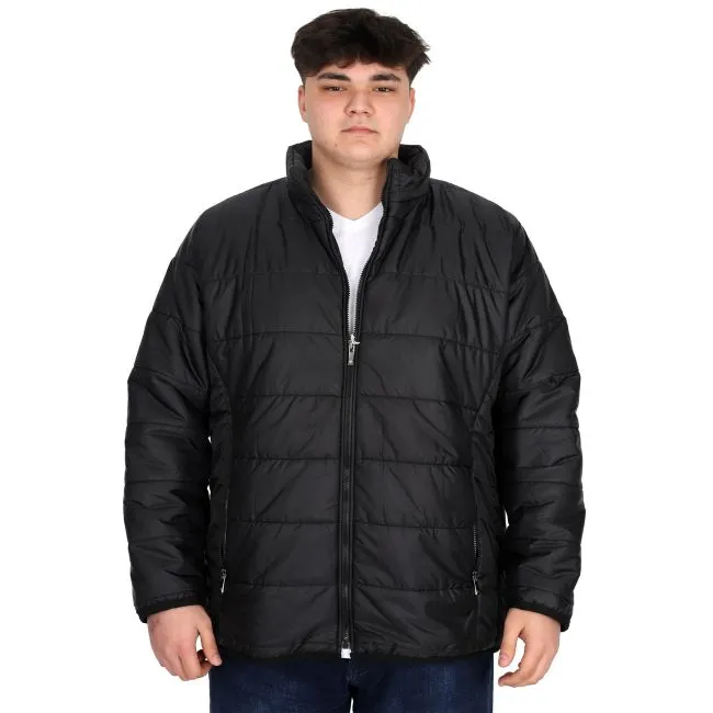 Crna muška jakna ModeXL srednje debljine, pogled spreda, veličine 5XL–7XL.