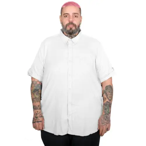 Muška lanena košulja velikih brojeva bela 5XL-7XL